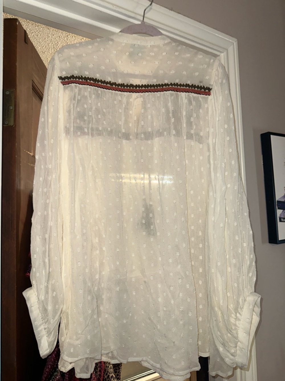 NWOT ivy jane Cream Swiss-Dot Tunic with Multicolor Embroidered xl new - Picture 2 of 8